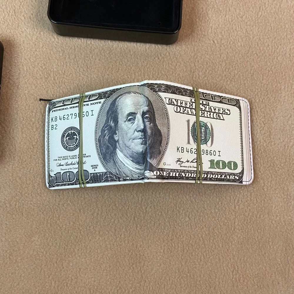 Bifold Wallet Money Holder with Gift Case Cool‎ Design for Men $100 Bill New